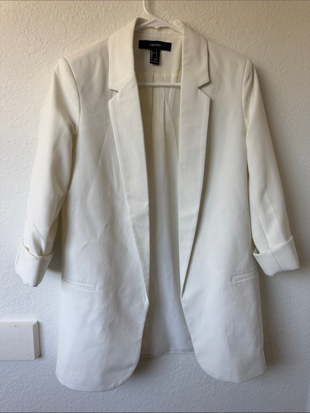 Forever 21 White Relaxed Blazer Size S